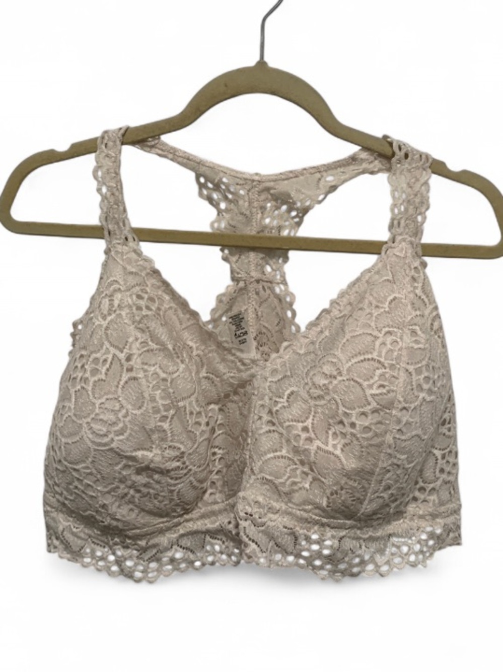 Maurices Off White Lace Racerback Padded Bralette